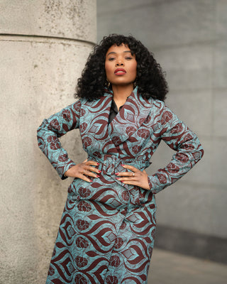 ZOLA GREEN AND BROWN DUSTER