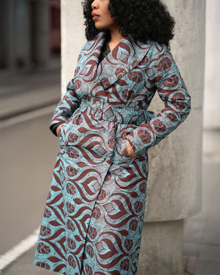 ZOLA GREEN AND BROWN DUSTER