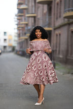 Oyin Burgundy and Beige Midi Dress