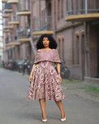 Oyin Burgundy and Beige Midi Dress