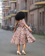 Oyin Burgundy and Beige Midi Dress
