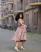Oyin Burgundy and Beige Midi Dress