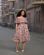Oyin Burgundy and Beige Midi Dress