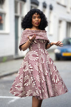 Oyin Burgundy and Beige Midi Dress