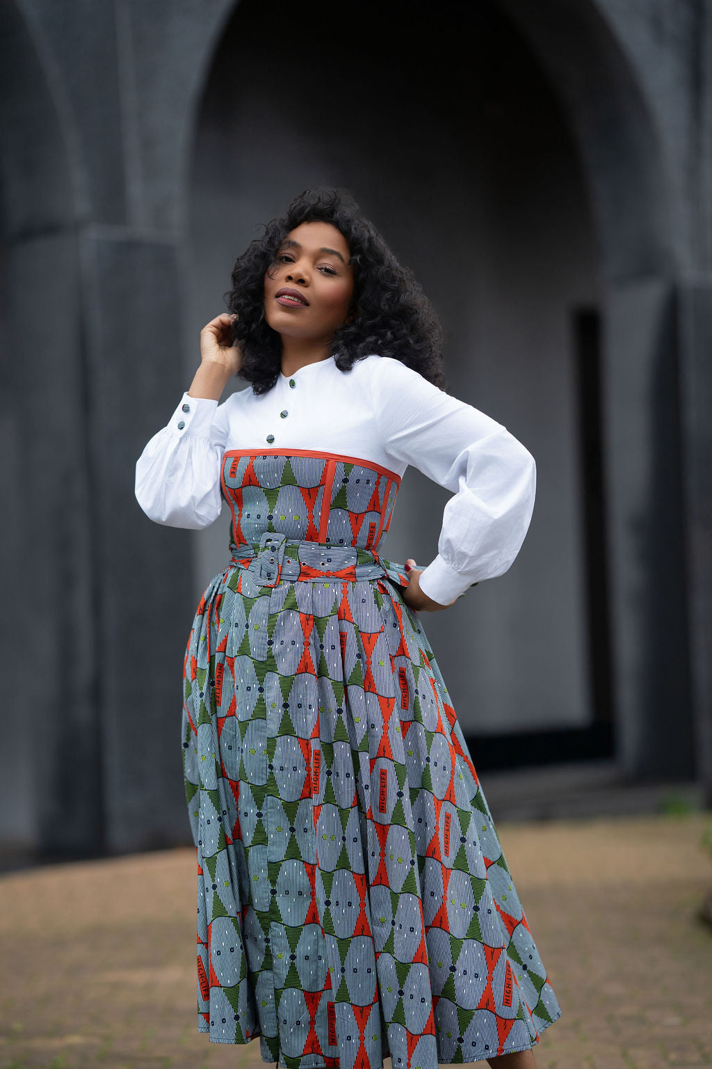 Marie Red And Green Shirt Dress.