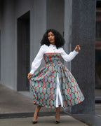 Marie Red And Green Shirt Dress.
