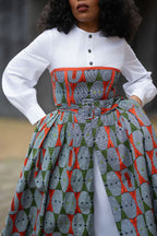 Marie Red And Green Shirt Dress.