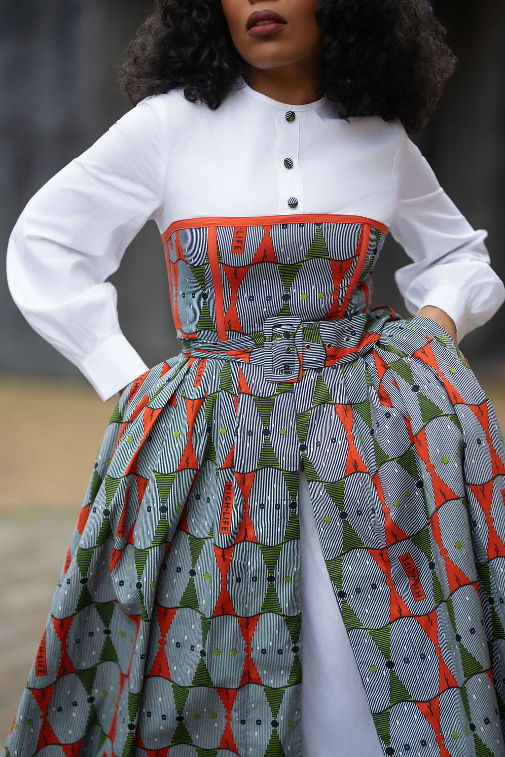 Marie Red And Green Shirt Dress.
