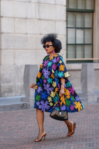 HAMZA BLUE FLORAL DRESS Women’s Dress