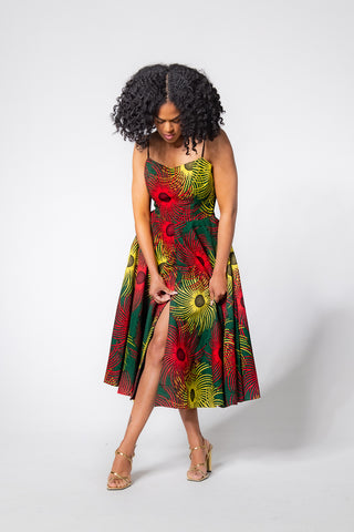 LYDIA  MULTICOLOURED AFRICAN PRINT DRESS