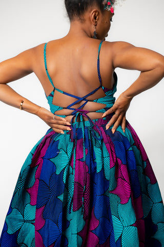 PALESA CROSS BACK MULTICOLOURED DRESS