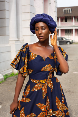 OMOLOLA NAVY BRAIDED TURBAN HEADWRAPS