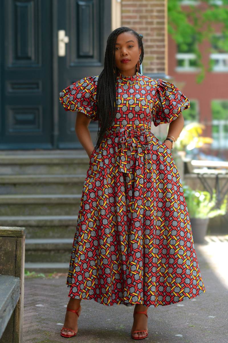 Olori Woven Print Maxi Dress