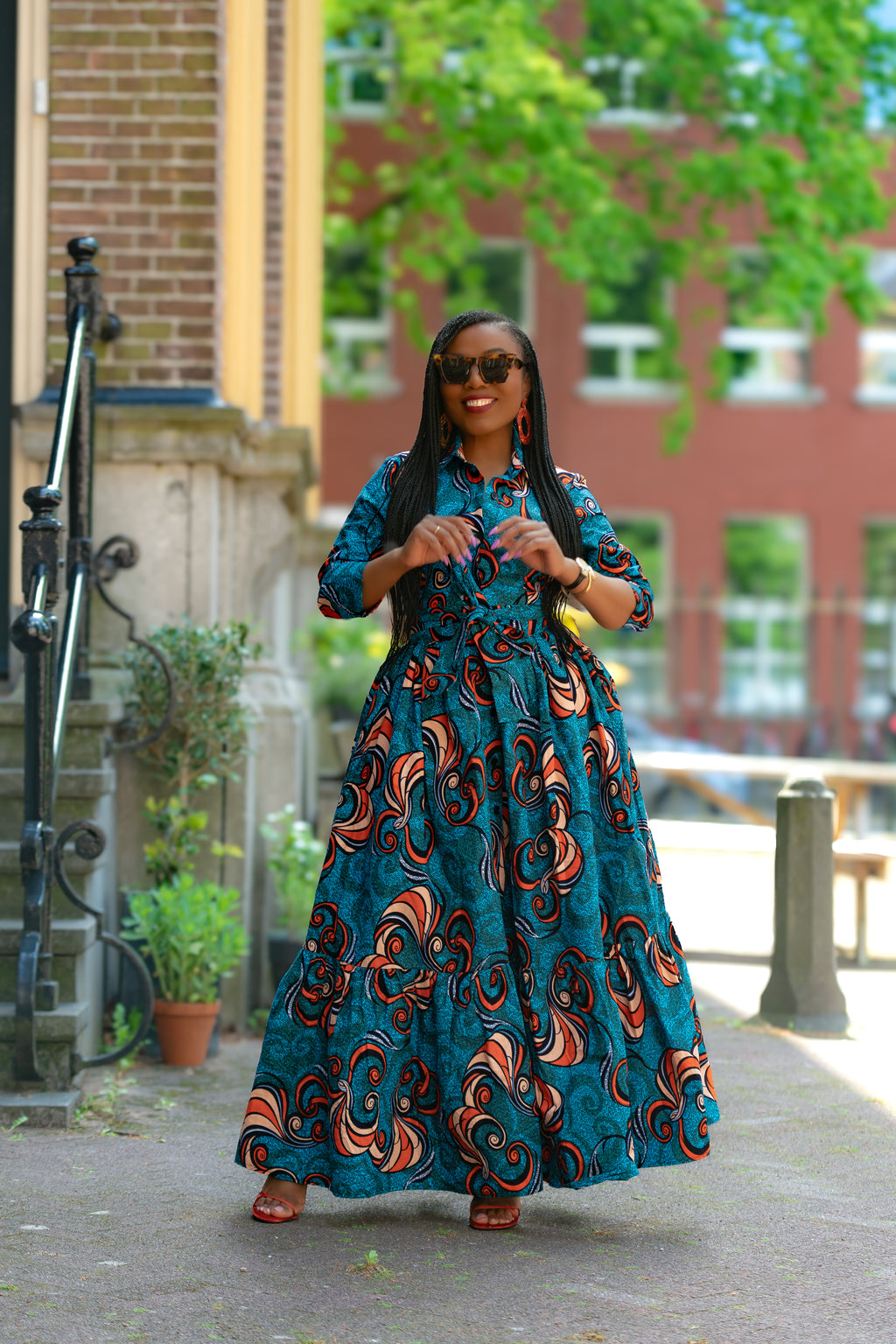 Nylah Blue and Orange Dress
