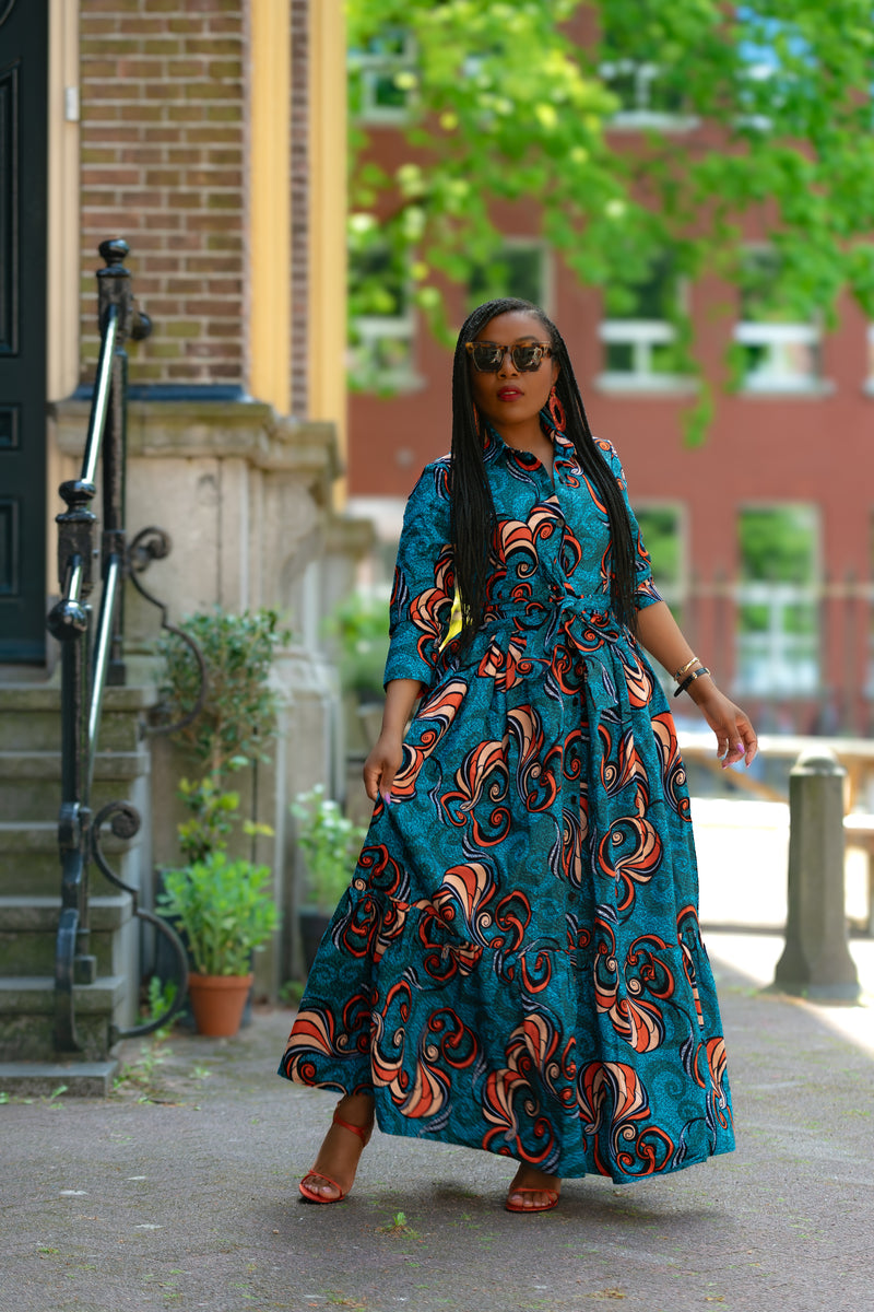 Nylah Blue and Orange Dress