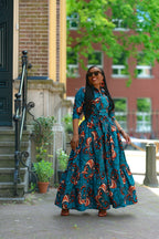 Nylah Blue and Orange Dress