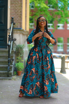 Nylah Blue and Orange Dress