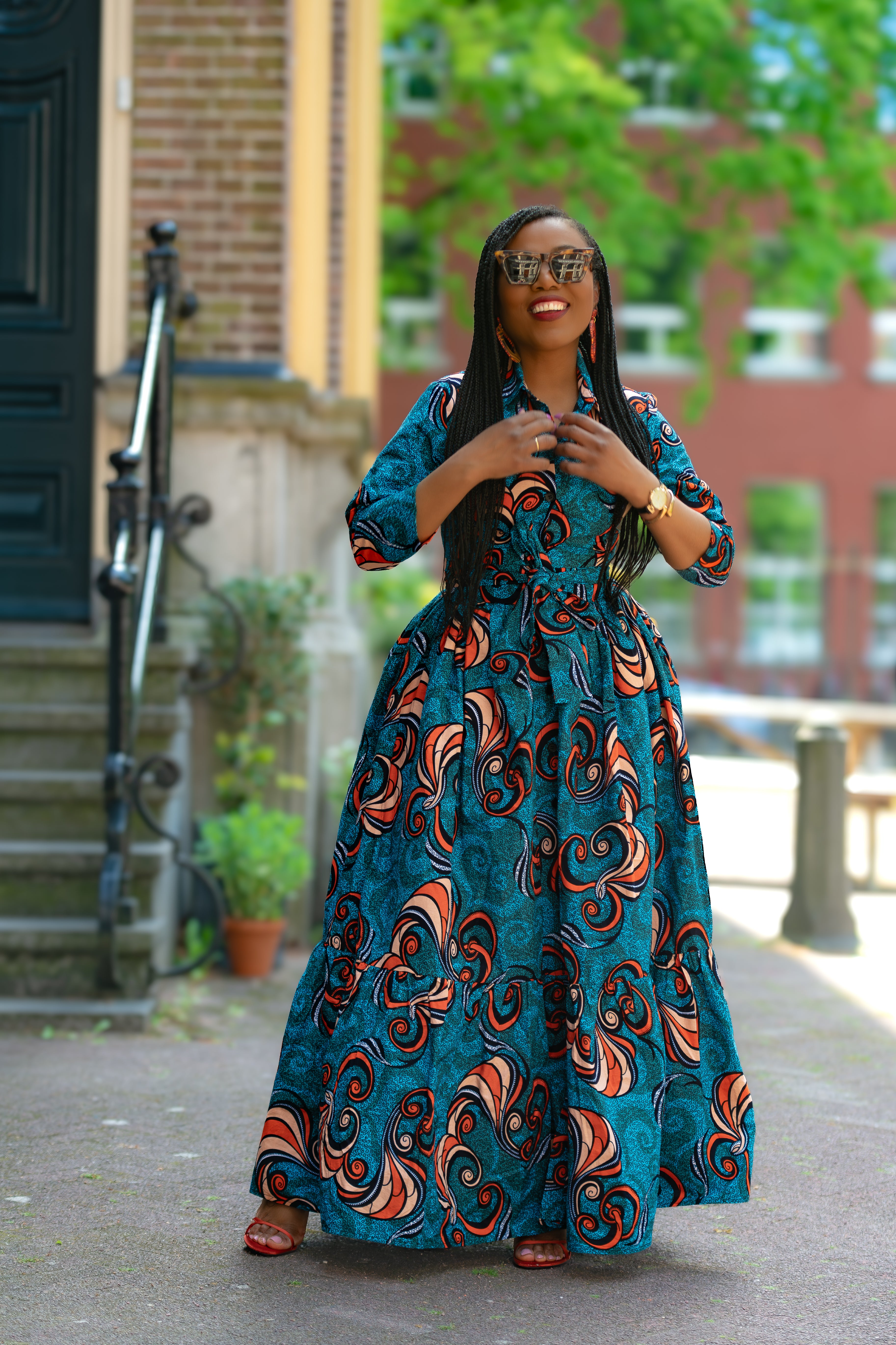 Nylah Blue and Orange Dress