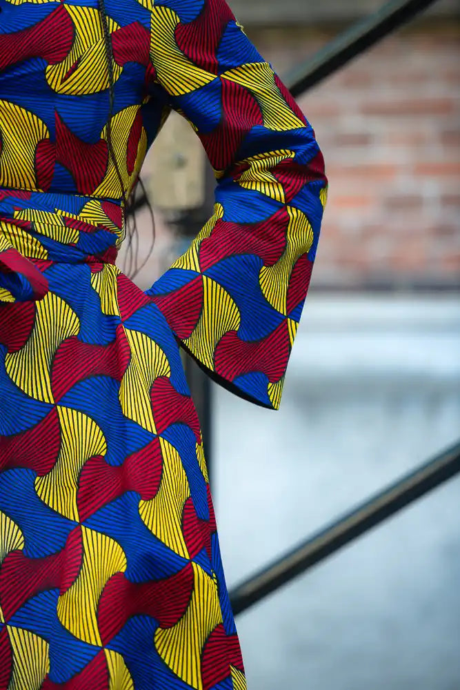 Long Sleeve African print Maxi Dress