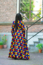 African print multicolor Maxi Dress from the back