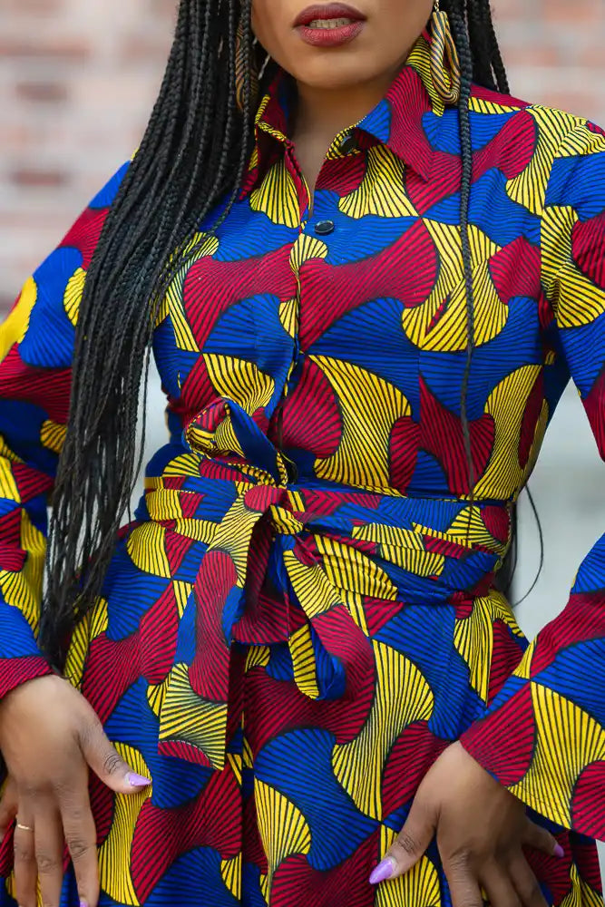Belted Ankara Maxi dress