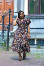 Amara Mocha African Print Dress