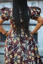 Back detail of Premium Cotton Ankara Midi Dress designed for Women African fashion lovers.