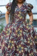 Amara Mocha African Print Dress