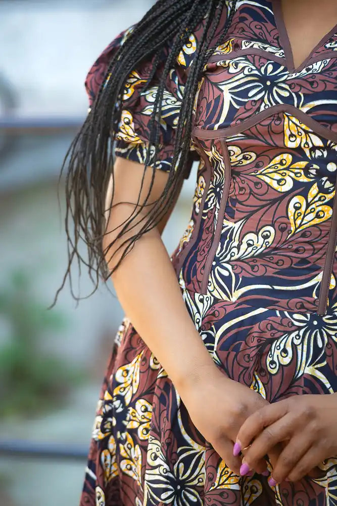 Amara Mocha African Print Dress
