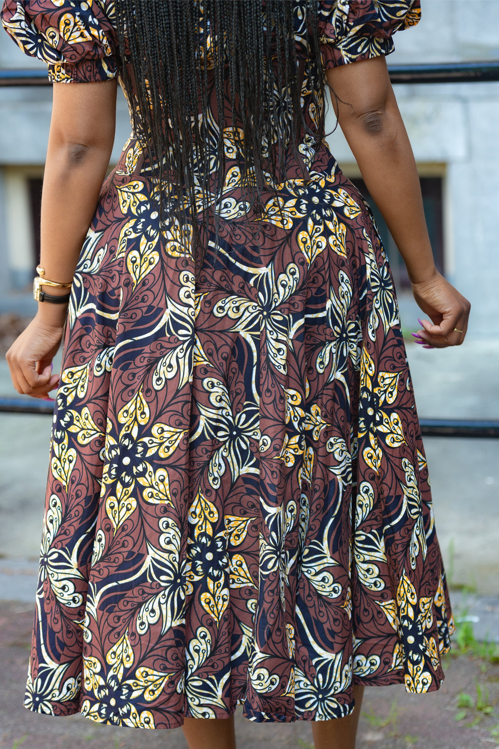 Premium Cotton Ankara Midi Dress designed for Women African fashion