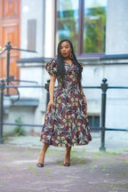 Amara Mocha African Print Dress