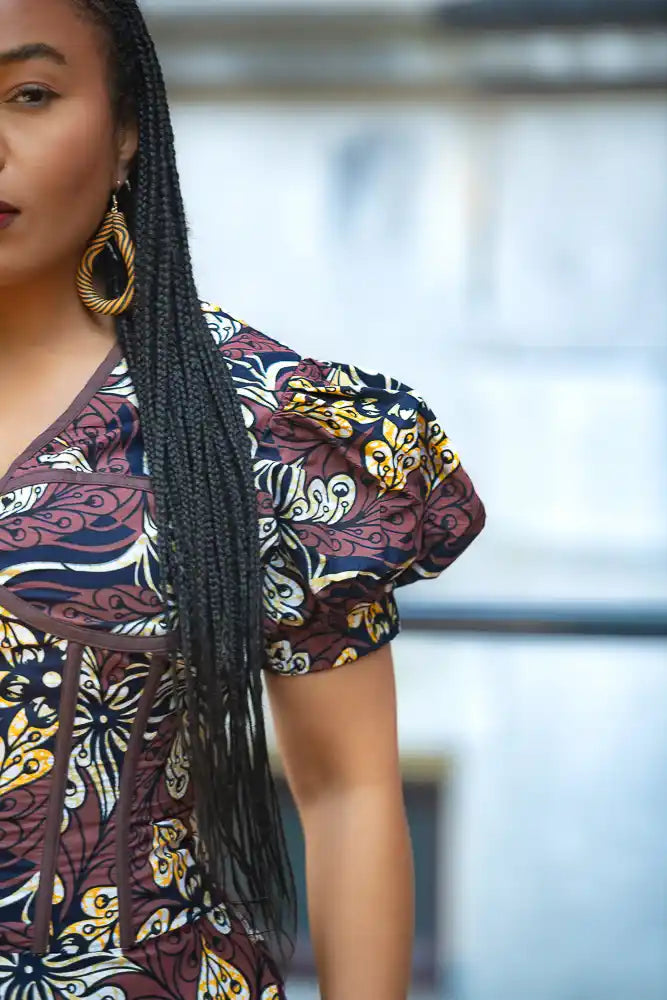 Amara Mocha African Print Dress