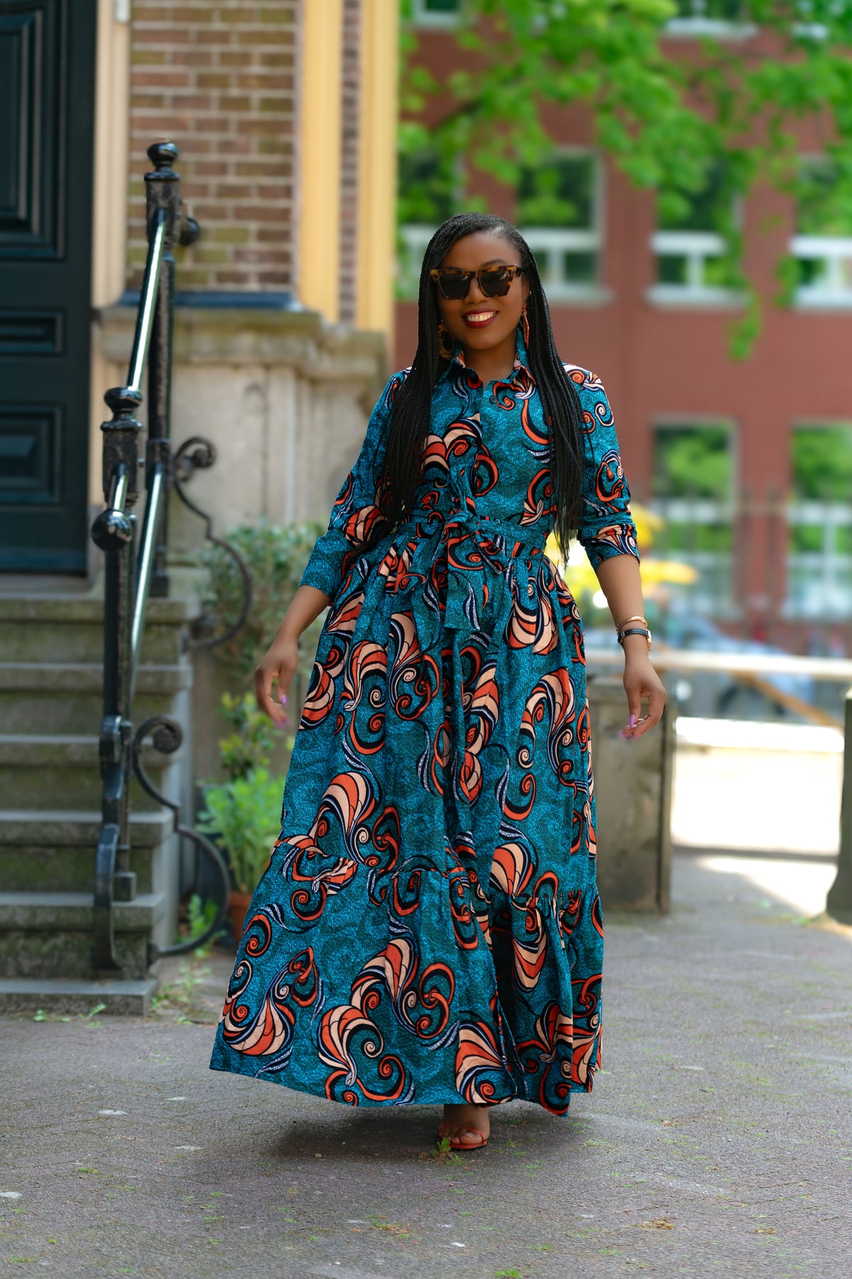 Nylah Blue and Orange Dress
