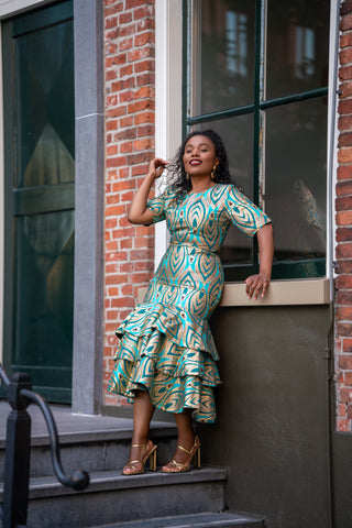 CAMILLE BLUE AND GOLD DRESS Women’s Dress