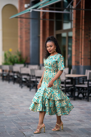 CAMILLE BLUE AND GOLD DRESS Women’s Dress