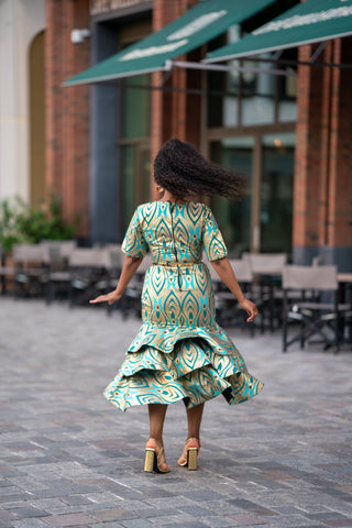 CAMILLE BLUE AND GOLD DRESS Women’s Dress