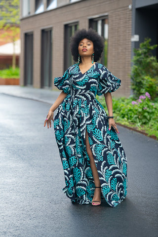 Nia Blue And Black Maxi Dress Dresses