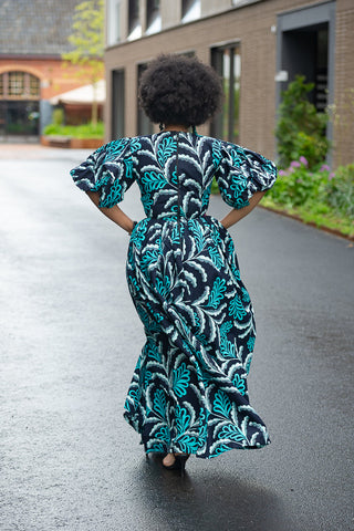 Nia Blue And Black Maxi Dress Dresses