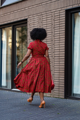 THANDIWE RED MIDI DRESS