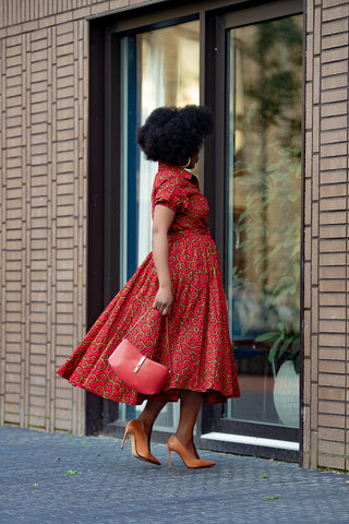 THANDIWE RED MIDI DRESS