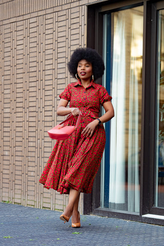 THANDIWE RED MIDI DRESS