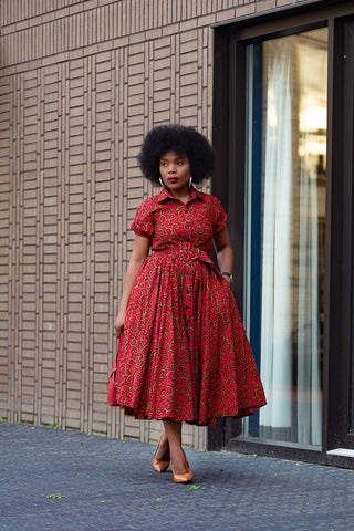 THANDIWE RED MIDI DRESS