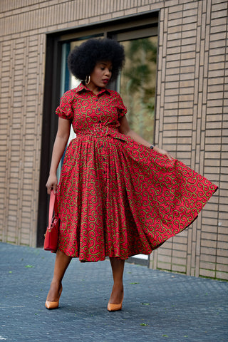 THANDIWE RED MIDI DRESS