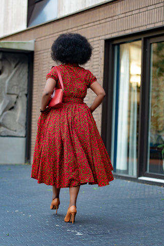 THANDIWE RED MIDI DRESS