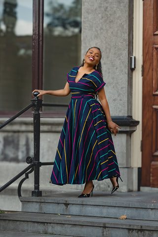 PEJU BLACK WITH STRIPES DRESS