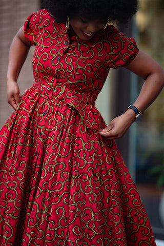 THANDIWE RED MIDI DRESS