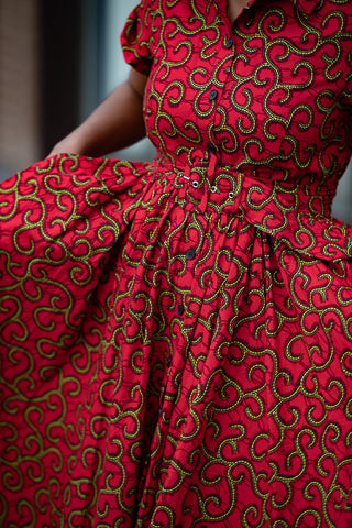 THANDIWE RED MIDI DRESS