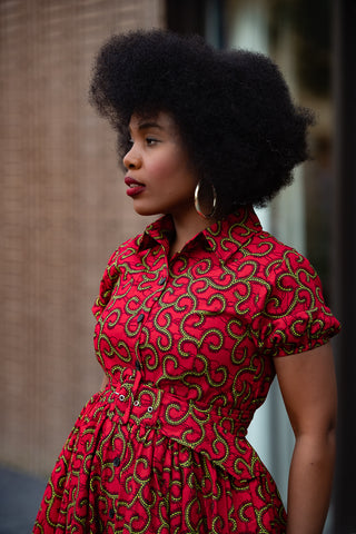 THANDIWE RED MIDI DRESS