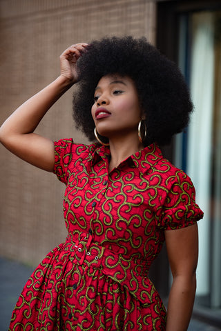 THANDIWE RED MIDI DRESS