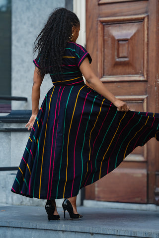 PEJU BLACK WITH STRIPES DRESS